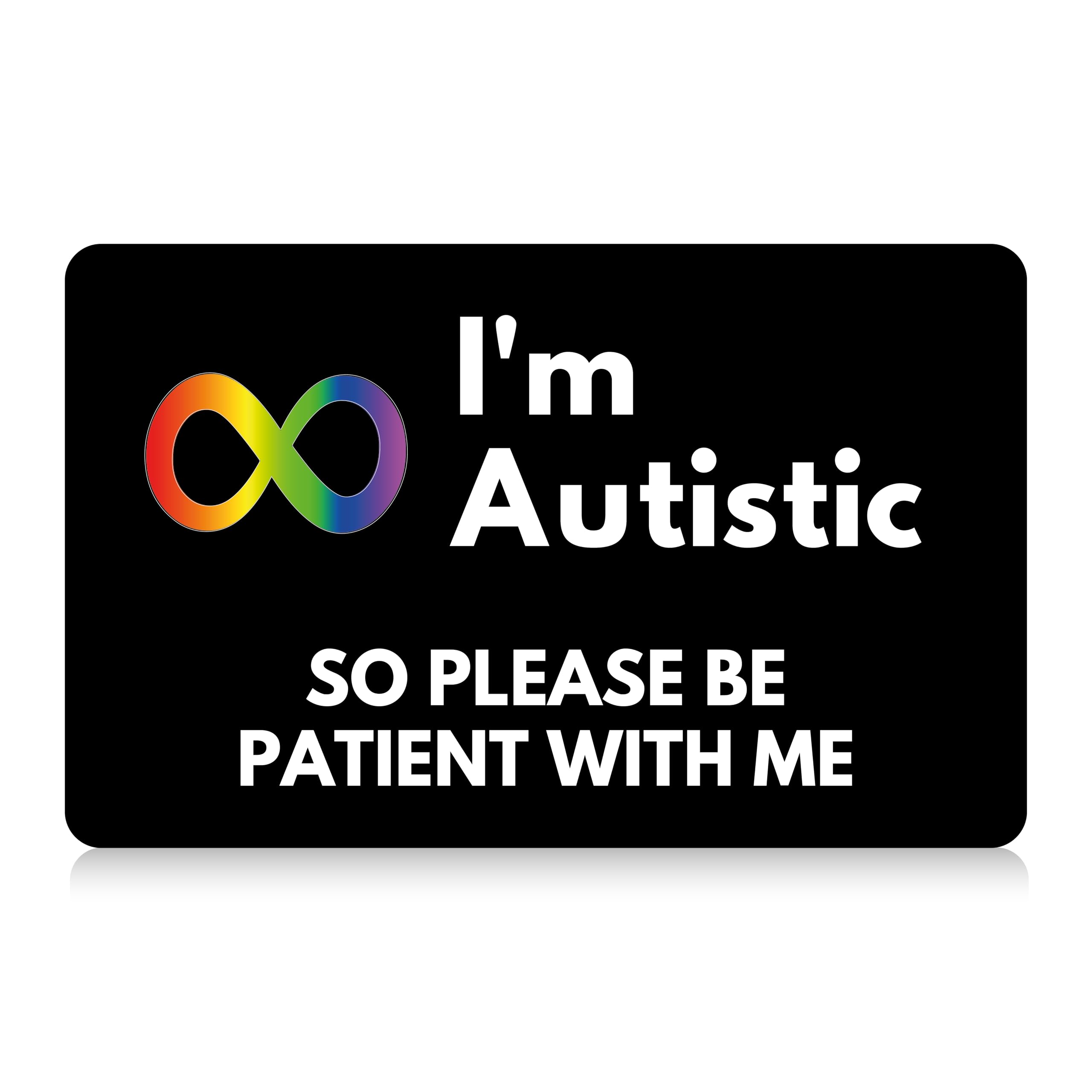 Autism Autistic Non-Verbal Autism Spectrum Disorder (ASD) Anxious Card with Writable Panel and Patterned Lanyard, Autism Emergency Contact Card (I`m Autistic So Please Be Patient)