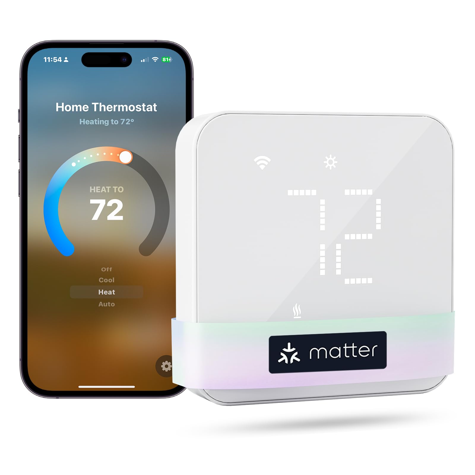 Photo 1 of meross Smart Thermostat for Home, WiFi Thermostat Works with Matter, Alexa, Apple Home, Google Assistant, App & Voice Control, 7x24h Scheduling, Energy Saving, C-Wire Required
