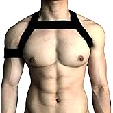 ROIEIIR Men's Body Chest Harness Men's Shoulder Strap Chest Harness Harness Body Bandage Underwear Elastic Shoulder Muscle Bands with Bracelet Clubwear