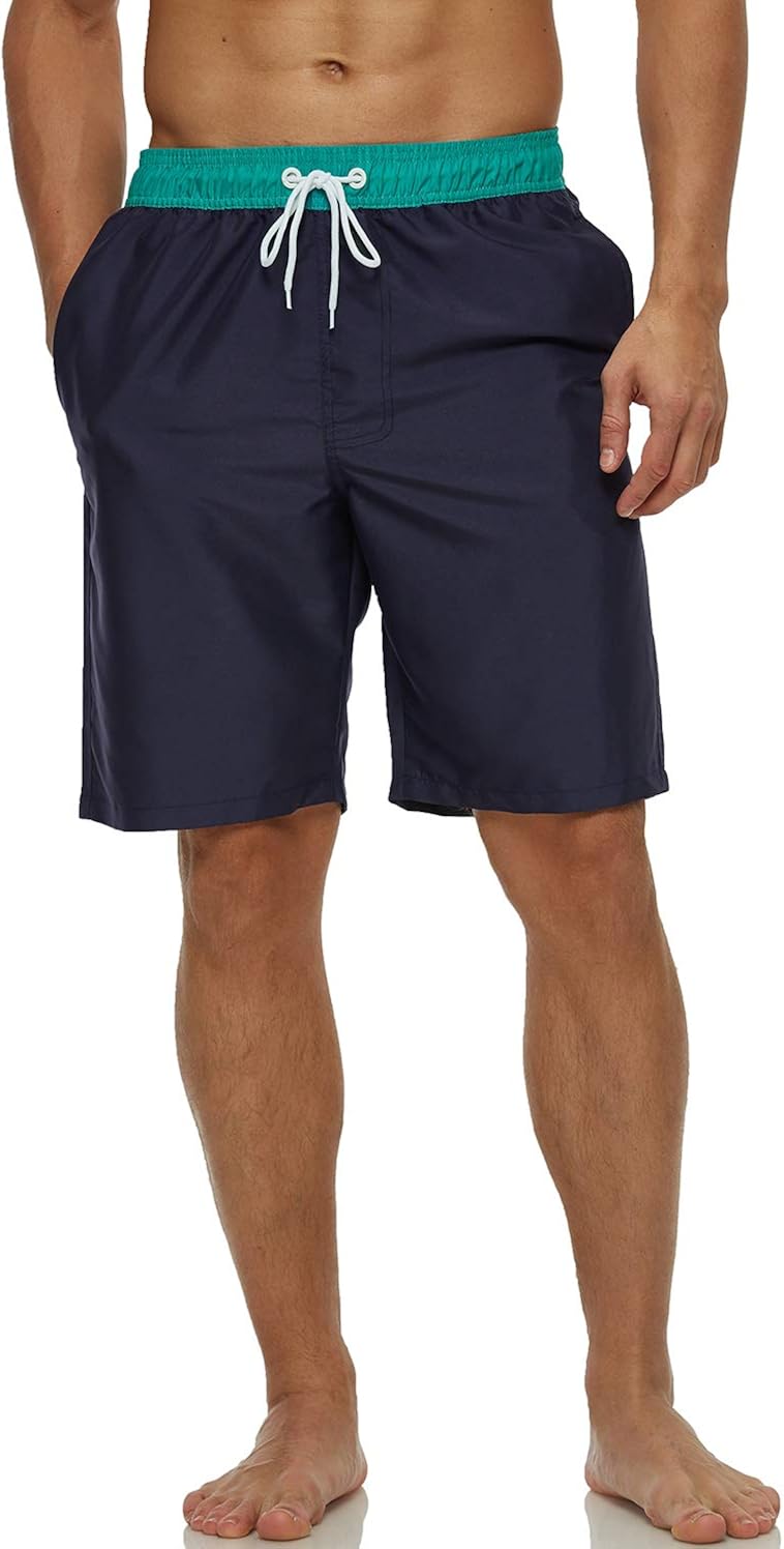 SILKWORLD Mens 9" Board Shorts Swim Trunks Long Athletic Swimwear with Pockets: Clothing