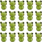 DELORIGIN 20 Pcs Frog Glass Beads Spacer Loose Handmade Glass Lampwork Beads Cartoon Animal Geen Frog Beads for Jewelry Making Bracelet Women Necklace DIY Crafts Supplies Keychain