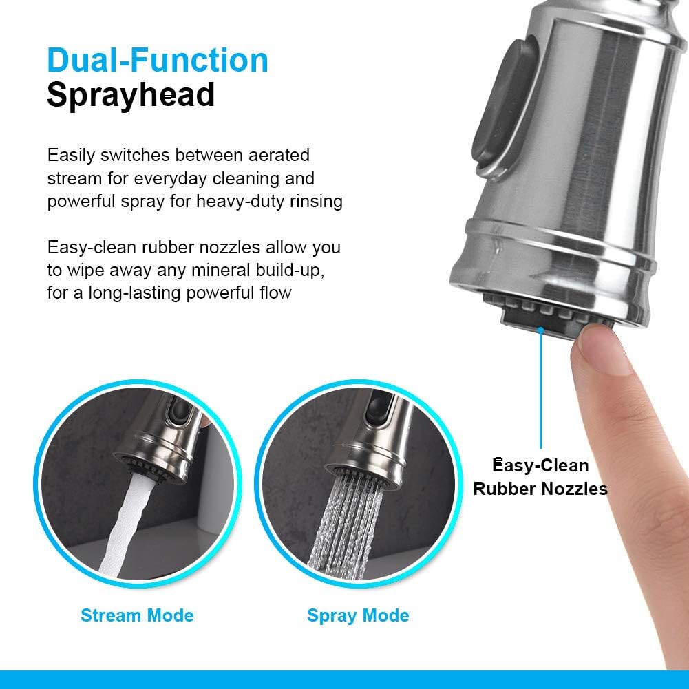 Ibergrif, Pull-Out Kitchen Mixer with Hand Shower, Single Lever Sink Mixer, Stainless, Grey - Image 4