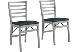 COSCO Contoured Back Wood Folding Chair, 2-Pack, Gray Wash