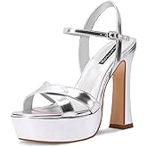 Dumjey Platform Heels for Women Chunky High Heel Sandals with Ankle Strap, Open Toe Dress Shoes for Work Party Evening Wedding