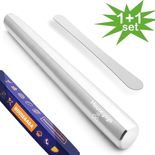 HOUSEGAGA Acero Inoxidable Rolling Pin Suave Metal Rolling Pin ...