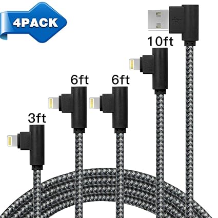 Amazon Com 4pack Right Angle Lightning Cable Durable Nylon