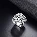 Mytys Silver Wide Statement Rings Vintage Cable Wire Crossover Band Rings for Women Men 20mm Wide