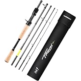 HANDING M1 Travel Fishing Rod 5/6-Piece Travel Spinning &amp; Casting Rod | Travel Bass Fishing Rod Medium/Medium Heavy Power for Largemouth Smallmouth Spotted Bass Walleye Perch and Other Freshwater