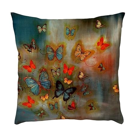 Watopi Butterfly Cushion Cover Teal Navy Pillowcase Vintage 1