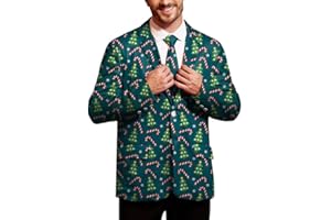 Arvilhill Mens Christmas Ugly Blazer 3D Graphic Print Long Sleeve Suit Jacket with Tie