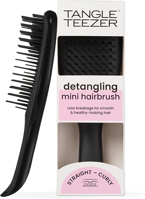 Mini Ultimate Detangler - Cepillo Desenredante Mini para Pelo Seco y Mojado - Apto para Todo Tipo de Cabello - Perfecto para Niños y Viajes - Negro