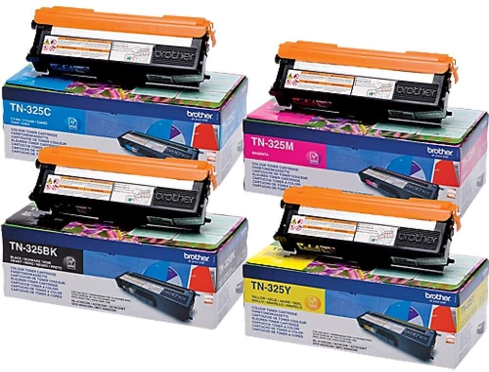 Brother TN-325BK/TN-325C/TN-325M/TN-325Y Toner Cartridges, Black/Cyan/Magenta/Yellow, Multi-Pack, High Yield, includes 4 x Toner Cartridges, Brother Genuine Supplies