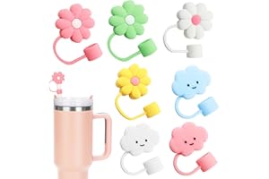 DOUDOULE 7PCS Straw Cover for Stanley 40&30 Oz Cup, 10mm Silicone Straw Covers Cap for Stanley Cup Accessories, Cute Cloud Flower Straw Topper for Tumblers, Straw Cap Stopper for Reusable Straws Tip Lids
