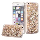 iPhone 6S Plus Case, iPhone 6/6S Plus Liquid Glitter Case,Phezen 3D Creative Design Shiny Quicksand Flowing Bling Glitter Sparkle Heart Clear Hard Case for iPhone 6S Plus / 6 Plus - Gold Diamonds