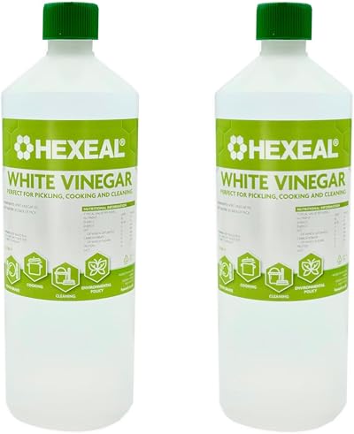 Hexeal White Vinegar 2L – 2 x 1L Bottles for Cooking Cleaning & More