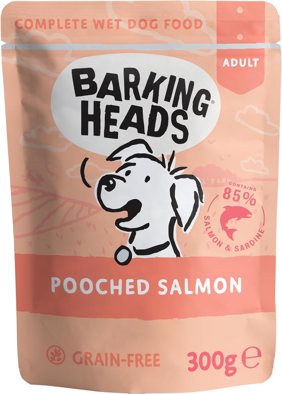 Barking Heads Wet Dog Food - Pooched Salmon - Salmon & Sardine - No Artificial Flavours - Grain-Free Recipe (10 x 300 g)