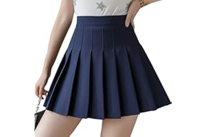 APRIDDEO Girls Women High Waisted Pleated Skirt Plain Plaid A-line Mini Skirt Skater Tennis School Uniform Skirts Lining Shorts