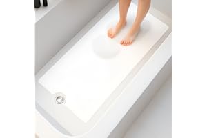 Anti Slip Non Skid Bathtub Mat, 2 Roll 16" x 40" White Bath Mat, Adhesive Vinyl Peel and Stick Bath Shower Mat, Pack of 2 Saf