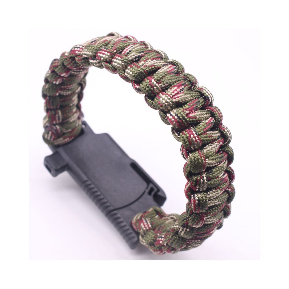 Best Quality Ayat Military Outdoor Paracord Survival Bracelet 550 LB - Hiking Travelling Camping Gear Kit - Parachute Rope Bracelet - With Compass, Flint Stone, Fire Sticks, Knife, and Whistle