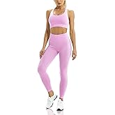 WodoWei Women 2 Piece Workout Outfits Sports Bra Seamless Leggings Yoga Gym Activewear Set