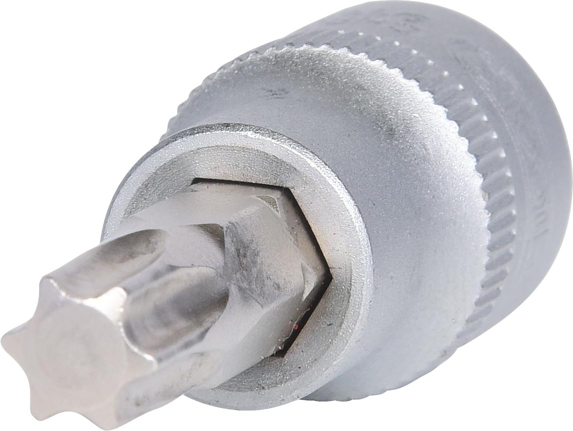 '3/8 Inch TX Bit Socket T45 O. Bore, Matt Chrome-Plated on Hanger