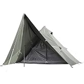 TIYASTUN Hot Canvas Teepee Tent - Single Person, 4 Season, Military with Snow Skirt - Bushcraft Camping Hunting Fishing, solo, Green