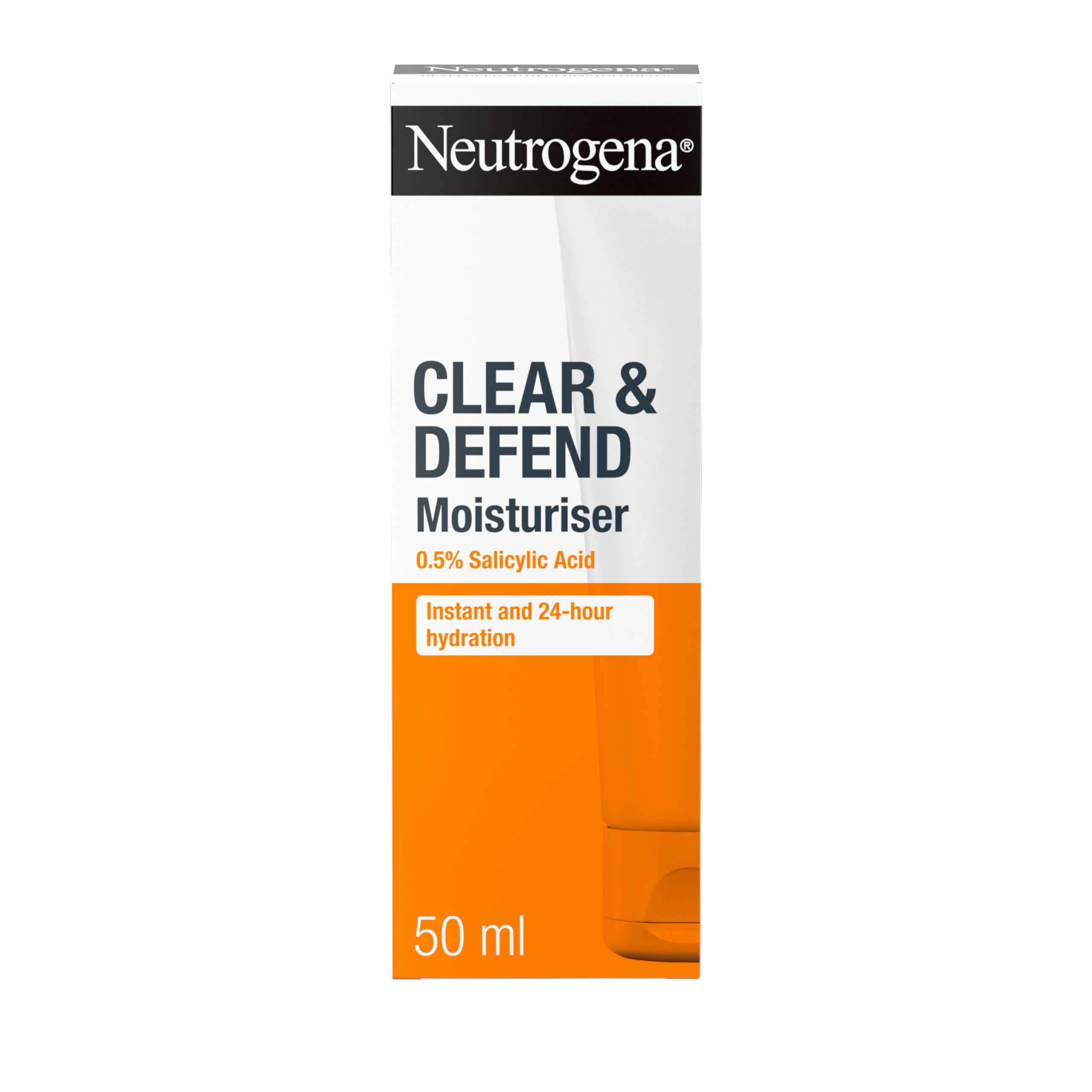 Neutrogena Clear and Defend Moisturiser 50 ml, Oil-Free Daily Face Cream for Spot-Prone Skin, with Purifying 0.5% Salicylic Acid to Help Prevent Breakouts for Smoother, Softer & Clearer Skin