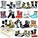 TeeHee Little Boys and Toddlers Casual Sports Novelty Cotton Crew Socks 18 Pair Pack Gift Box (9-10 Years, Star and Camo)