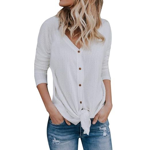 OMYGOA - Tops de ala de batto para Mujer, de Punto, Liso, Camisas ...