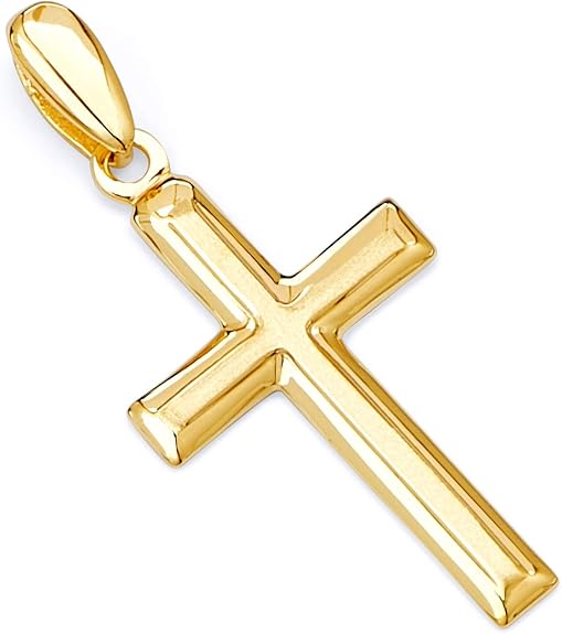 The World Jewelry Center 14 K Amarillo Oro Cruz Religiosa