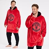 Manchester United Oversized Hoodie Blanket for Men Red Black Crest Print view 2