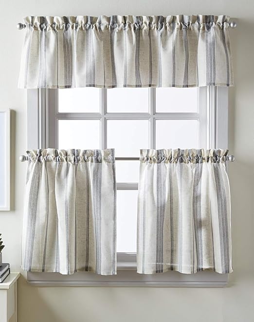 Amazon Com Chf Mckenzie Striped Window Kitchen Curtain Valance