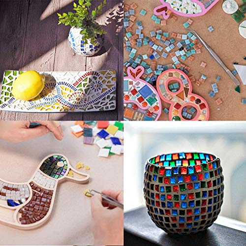 WOWOSS 9 Pieces Mosaic Tools Kit, Mosaic Tiles Beginner Set Including 2 Scrapers, 2 Tweezers, 1 Double-Ended Hook, 1 Spatula, 1 Sponge, 1 Cleaning Cloth and Storage Bag