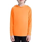 Boys' UPF 50+ Rash Guard Long Sleeve, Youth Kids UV Sun Protection SPF Swim Hoodie, Girls Water Fishing Beach Hooded Shirt