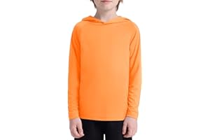EOBEKEE Boys' UPF 50+ Rash Guard Long Sleeve, Youth Kids UV Sun Protection SPF Swim Hoodie, Girls Water Fishing Beach Hooded Shirt