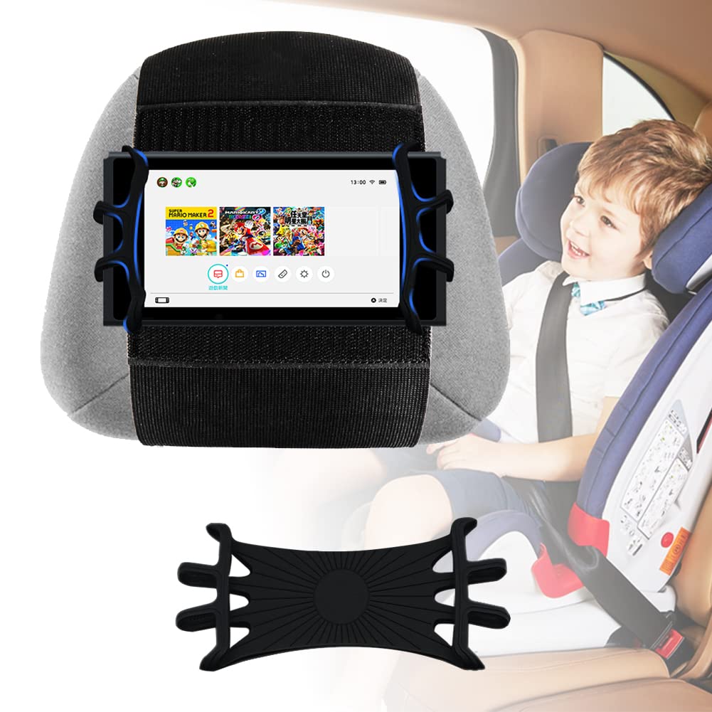 Tablet Holder Car, Truck Tablet Headrest Mount, Universal Car iPad Holder with Silicone Holding Net for All Kindle Fire, iPad and Tablet Stands with - Black (Small Silicone Net (3.5 - 7.5 inches))