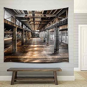 Abandoned Old Vehicle Repair Station - Fabric Wall Tapestry Home Decor - 51x60 inches
