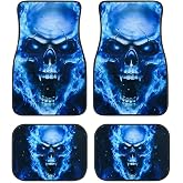 Gothic Skull Car Floor Mats Set of 4 - Universal Fit for SUV, Sedan, Truck, Van - Waterproof & All-Weather Heavy Duty Foot Pads with Anti-Slip Backing - Cool Gothic Car Interior Decor & Gift