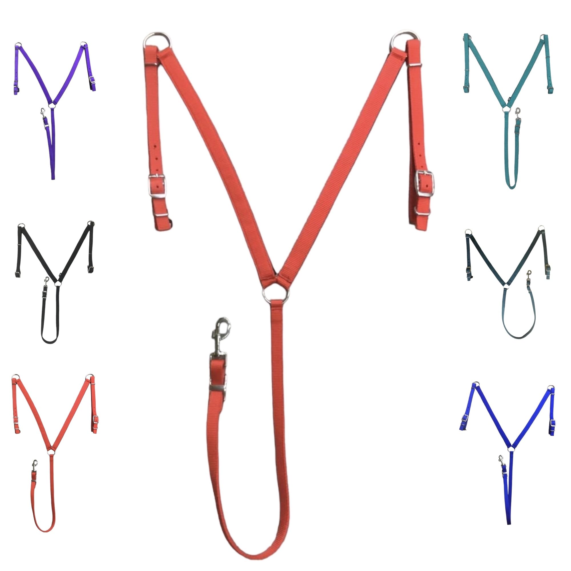 Majestic Ally Horse Breastplate, Harness for Horses, Nylon and Padded (Red, Full)