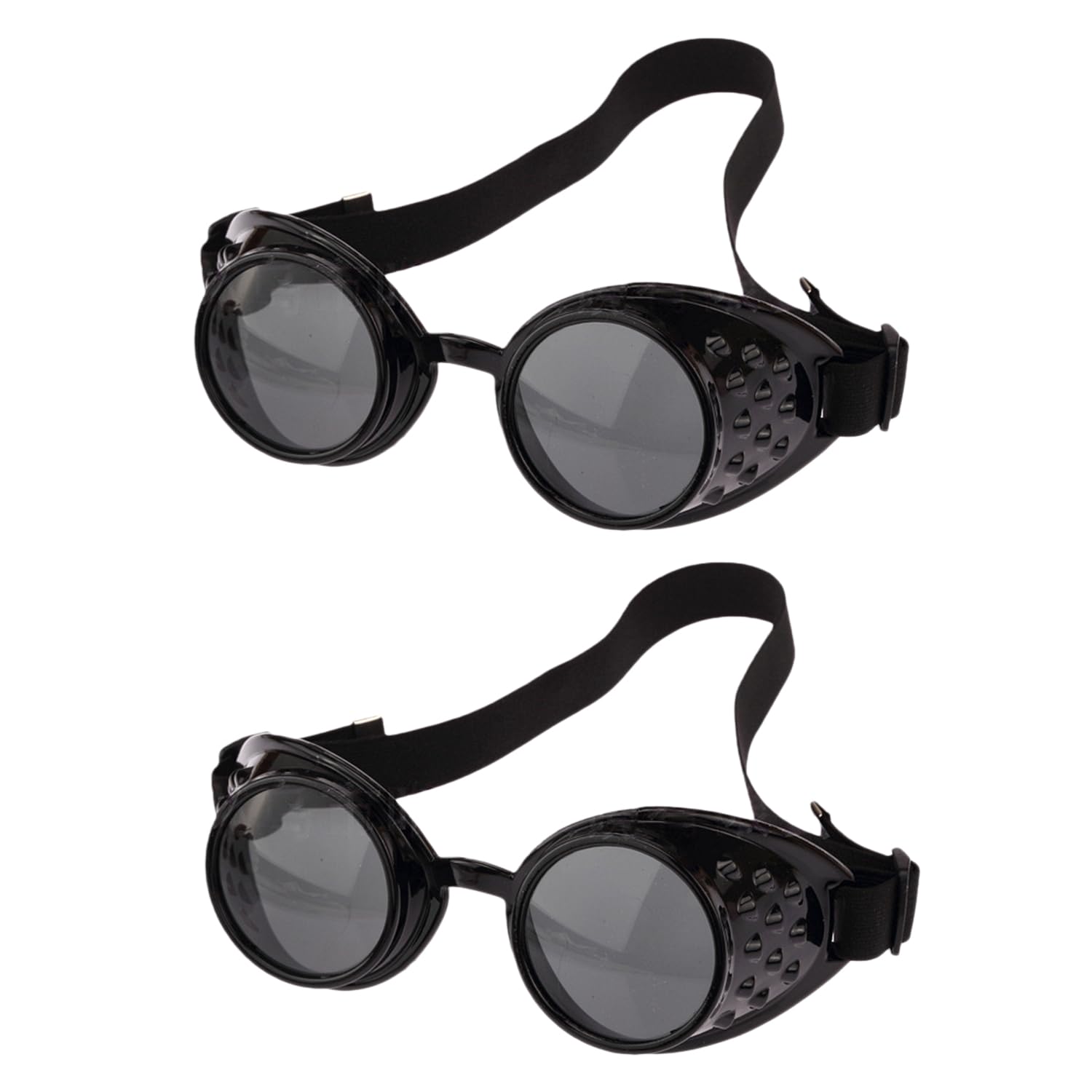 MFUOE 2Pieces Steampunk Goggles Vintage Dress Up Pretend Play Goth Glasses Adjustable Round Party Eyewear Fancy Dress Party Accessory for Halloween
