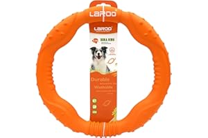 LaRoo Dog Ring Toy - Durable Flying Ring for Fetch,Water Play & Training Tough,Chew-Proof Design for Aggressive Chewer Breeds, Easy-Throw Lightweight Frisbee for Medium/Large Dogs (Orange/30cm)