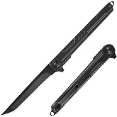 FUNBRO EDC Pocket Knife - 7CR13Mov Steel Tanto Blade | Slim Knife with Clip and Liner Lock, Window Breaker for Outdoor Camping- Stocking Stuffer Gifts for Men Women