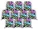Birthday Galore Glow Light Neon 8.5 x 11 Inch Drawstring Goodie Bags For Party Favors - 10 Pack of Candy Treat Bags - Boys and Girls Kids Birthday Party Decorations