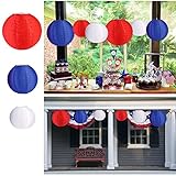 OULII Fourth of July 6 Pack Paper Lanterns Patriotic Hanging Decoration Assorted Sizes