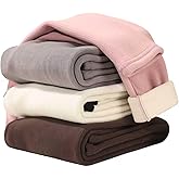 Chicduo 4 Pack Girls Fleece Lined Leggings Kids Winter Warm Pants Girls Thick Basic Solid Full Length Pants