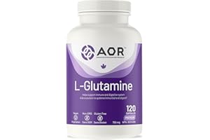 AOR L-Glutamine 750mg, 120 Capsules - L-Glutamine Supplement for Gut Wellness and Recovery, Supports Digestive Comfort - Vega