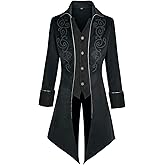 MOFOVELY Mens Medieval Steampunk Tailcoat Jacket Victorian Pirate Coat Renaissance Tailcoat Jacket Costume
