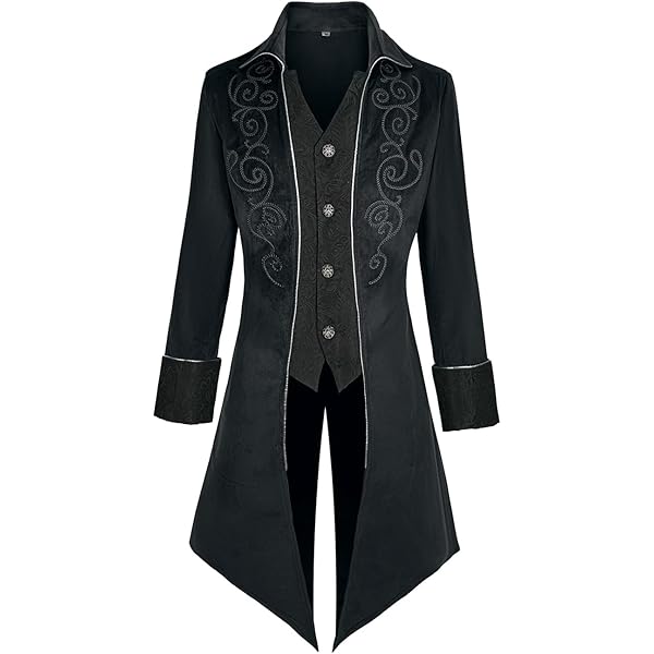 VERNASSA Chaqueta Medieval Victoriana Steampunk Para Hombre Disfraz De Pirata Vikingo Renacimiento Formal Tail Gothic Victorian Tuxedo Coats, Velvet Metal Button Coat Para Halloween Navidad
