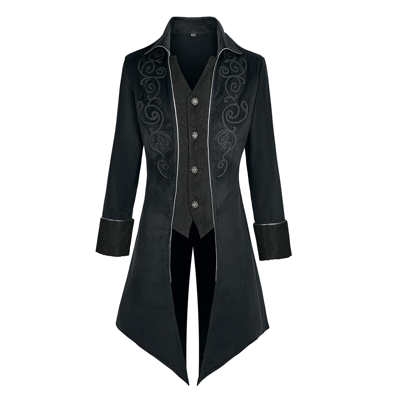 Photo 1 of MOFOVELY Mens Medieval Steampunk Tailcoat Jacket Victorian Pirate Coat Renaissance Tailcoat Jacket Costume(4XL,Black)