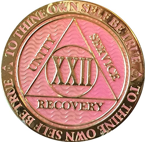 Recoverychip 22 Year AA Medallion Reflex Pink Gold Plated Chip